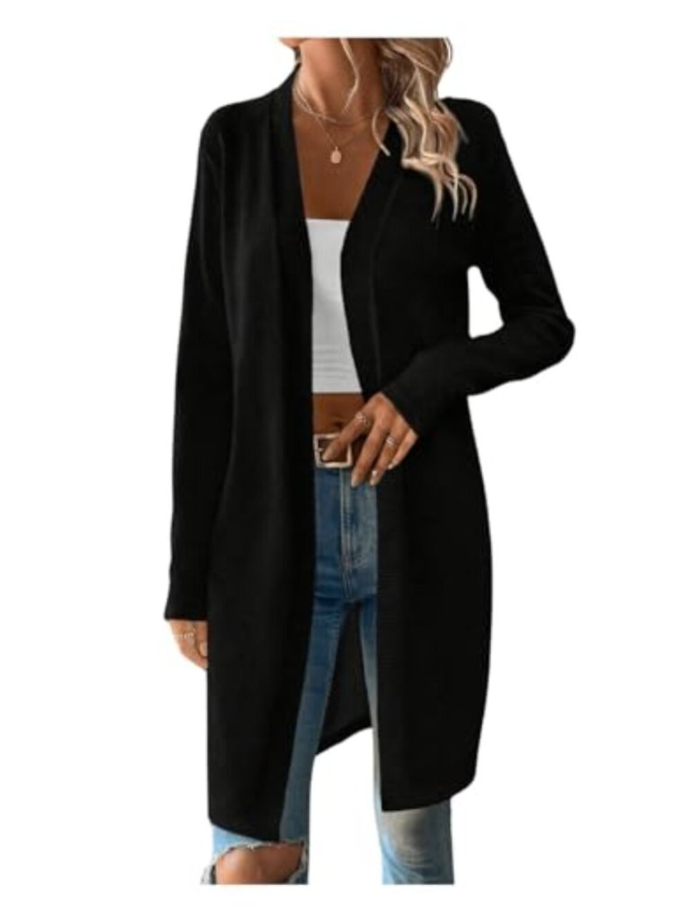 Long Cardigan Open Front Long Sleeve Knit Sweater Outerwear